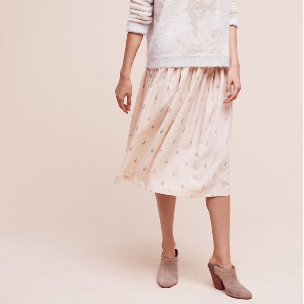 ANTHROPOLOGIE / CHRISTINE ALCALAY Cacti Midi Skirt - Sz S